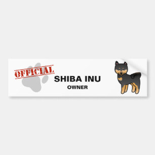 Autocollant De Voiture Shiba Inu dessin animé noir et feu