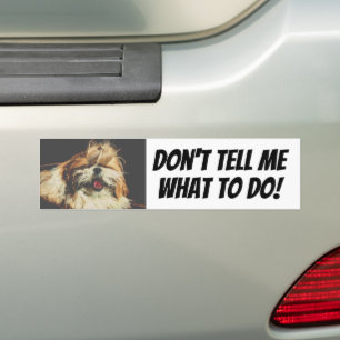 Autocollant De Voiture Shih tzu langue drôle Ne me dites pas quoi faire