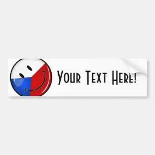 Autocollant De Voiture Shiny Round Smiling Czech Rep. Flag