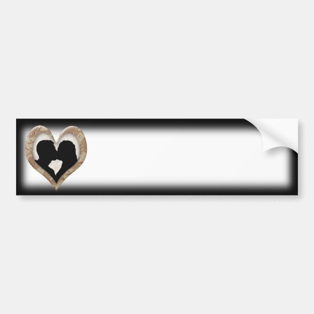 Autocollant De Voiture Silhouette de baiser en couple (Coeur de camouflag (Devant)