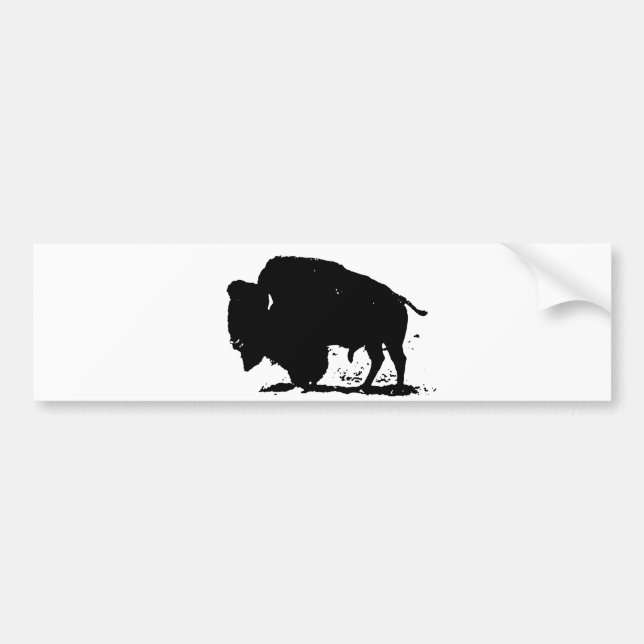 Autocollant De Voiture Silhouette de buffle noir et blanc (Devant)