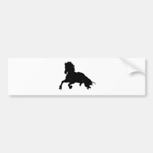 Autocollant De Voiture Silhouette de cheval au galop noir et blanc