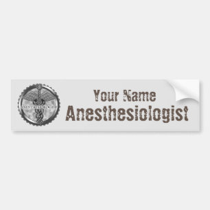 Autocollant De Voiture Silver Anesthesiologist custom name