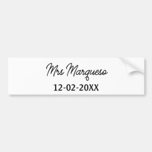Autocollant De Voiture simple monogramme minimal mrs M nom date année Thr