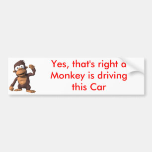 Autocollant De Voiture Singe conduisant une voiture