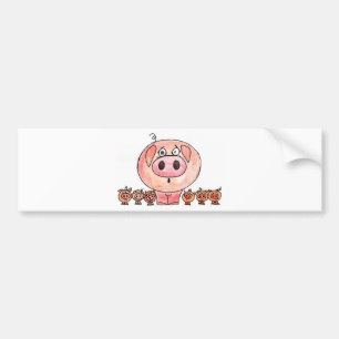 Autocollant De Voiture Six petits porcs