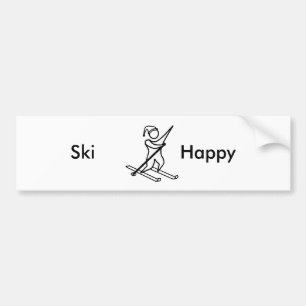 Autocollant De Voiture Ski heureux (Skiis)