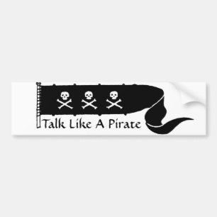 AUTOCOLLANT DE VOITURE SKULLS AND CROSSED BONES  BLACK WHITE PIRATE FLAG