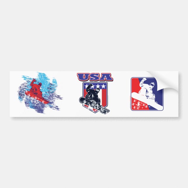 Autocollant De Voiture Snowboardeur USA (Devant)