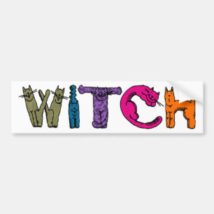 Autocollant De Voiture "Sorcière" en lettres de chat - Sticker pare-chocs