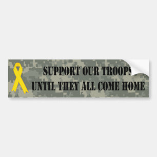 Autocollant De Voiture Soutenez nos troupes (Camo et ruban jaune)