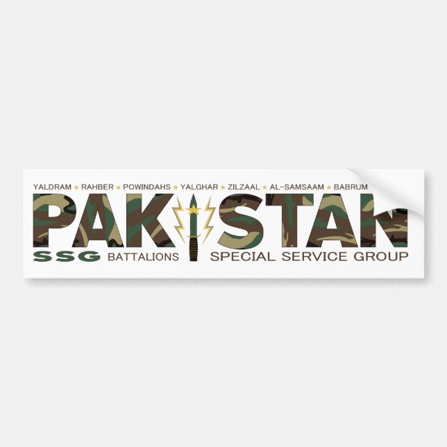 AUTOCOLLANT DE VOITURE SSG PAKISTAN (Devant)