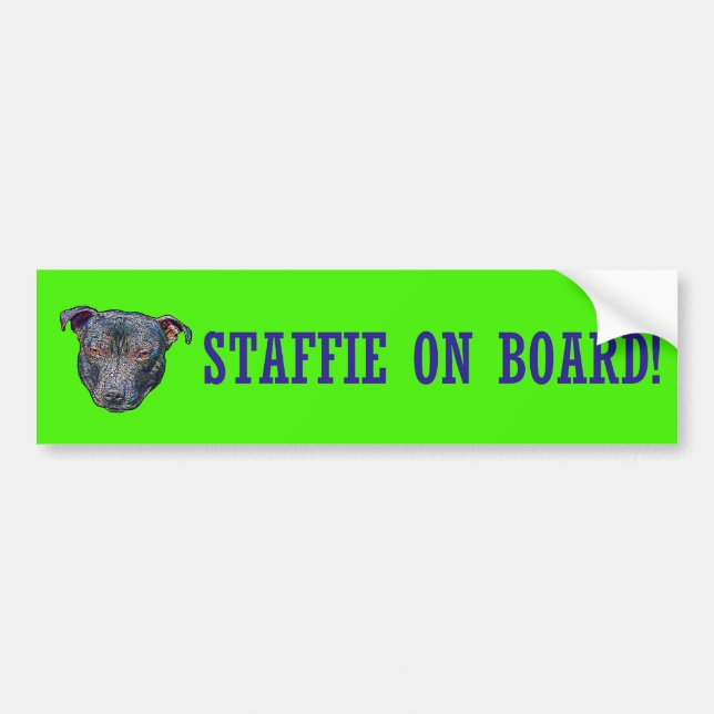 Autocollant De Voiture Staffie à bord ! Adhésif pour pare-chocs (Devant)