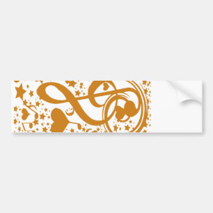 Autocollant De Voiture Stars, Hears et The Music Notes, Gold_