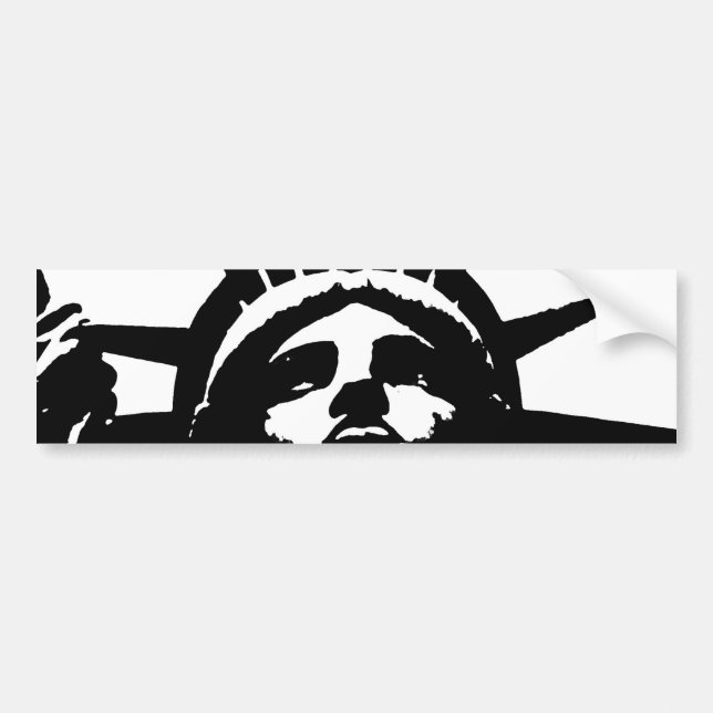 Autocollant De Voiture Statue d'Art Pop Noir & Blanc de la Liberté (Devant)