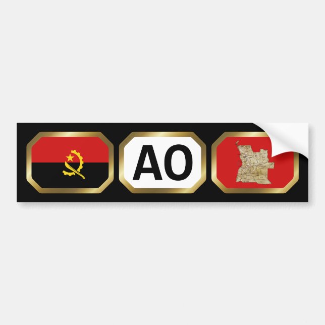 Autocollant De Voiture Stick de pare-chocs Angola Carte du drapeau (Devant)
