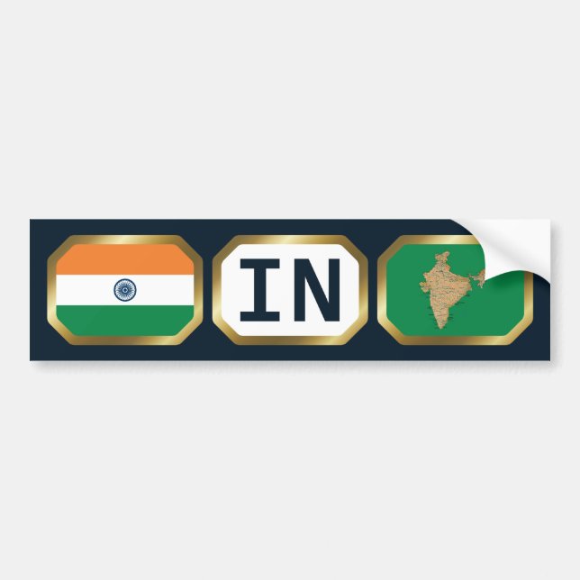 Autocollant De Voiture Stick de pare-chocs Inde Carte du drapeau (Devant)