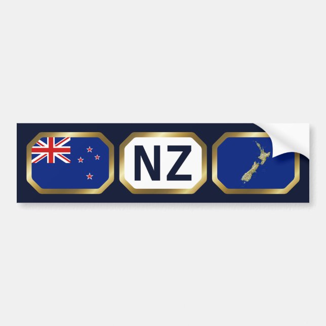 Autocollant De Voiture Stick de pare-chocs New Zealand Flag Map (Devant)