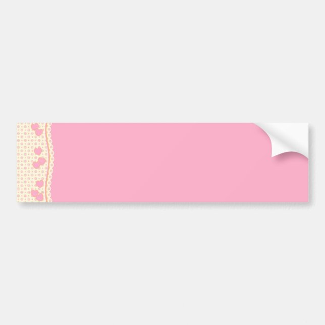 Autocollant De Voiture Sticker Arrière - plan pour oreille rose coeur (Devant)