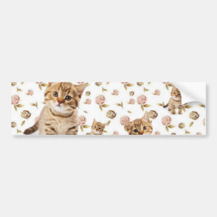 Autocollant De Voiture Sticker Chat Kittens Floral