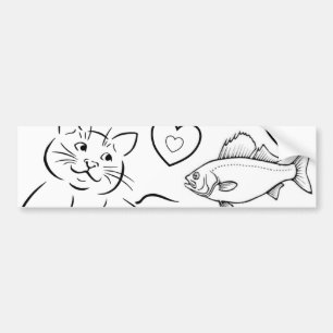 Autocollant De Voiture Sticker Chat Kittens Poisson