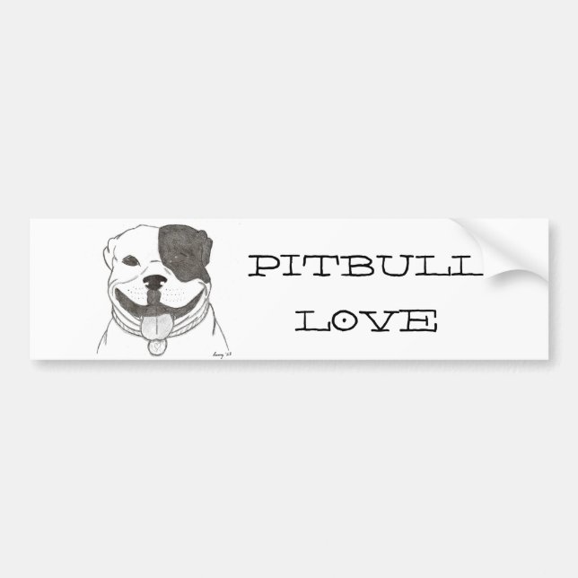 Autocollant De Voiture Sticker de pare-chocs Pitbull Love (Devant)