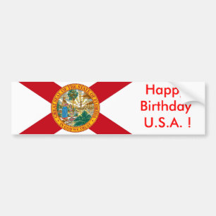 Autocollant De Voiture Sticker Drapeau de Floride, Joyeux anniversaire U.