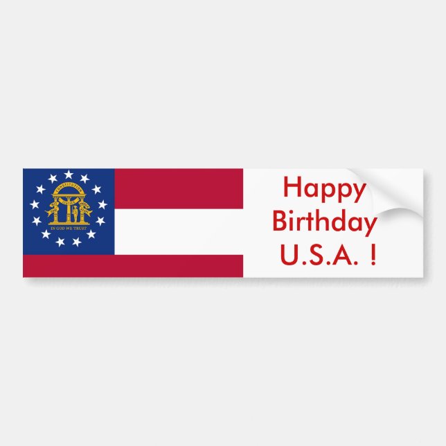 Autocollant De Voiture Sticker Drapeau de la Géorgie, Joyeux anniversaire (Devant)