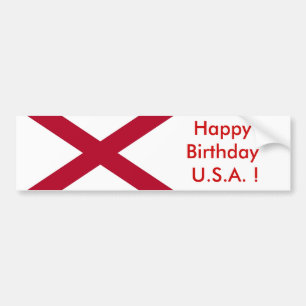 Autocollant De Voiture Sticker Drapeau de l'Alabama, Joyeux Anniversaire 