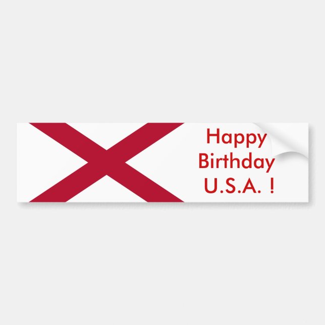Autocollant De Voiture Sticker Drapeau de l'Alabama, Joyeux Anniversaire  (Devant)