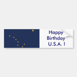 Autocollant De Voiture Sticker Drapeau de l'Alaska, Joyeux anniversaire U
