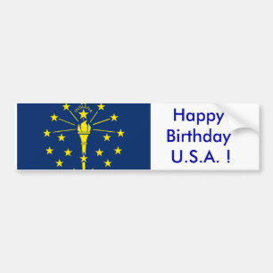 Autocollant De Voiture Sticker Drapeau de l'Indiana, Joyeux anniversaire 