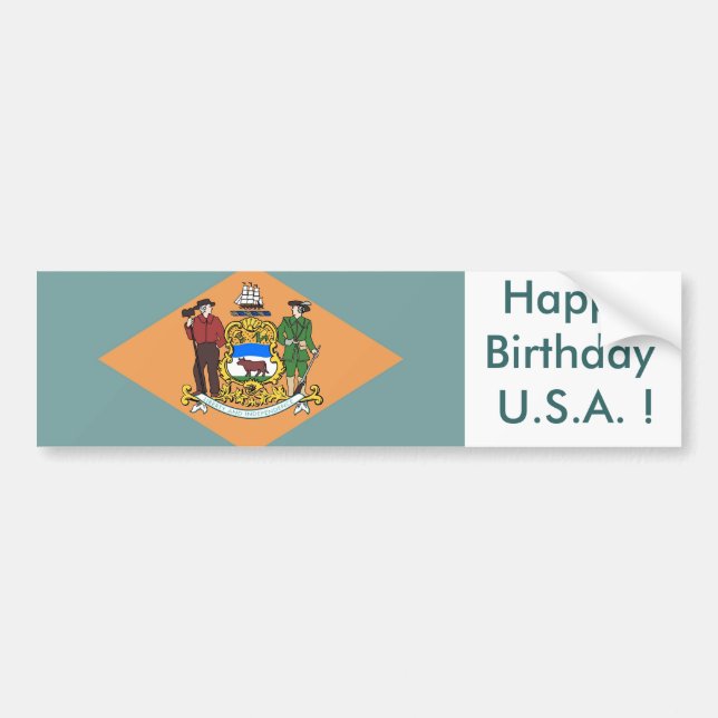 Autocollant De Voiture Sticker Drapeau du Delaware, Joyeux anniversaire U (Devant)