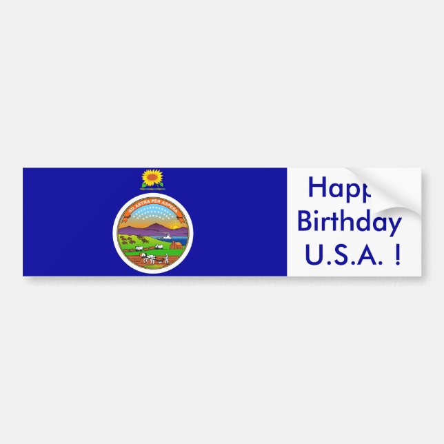 Autocollant De Voiture Sticker Drapeau du Kansas, Joyeux Anniversaire U.S (Devant)