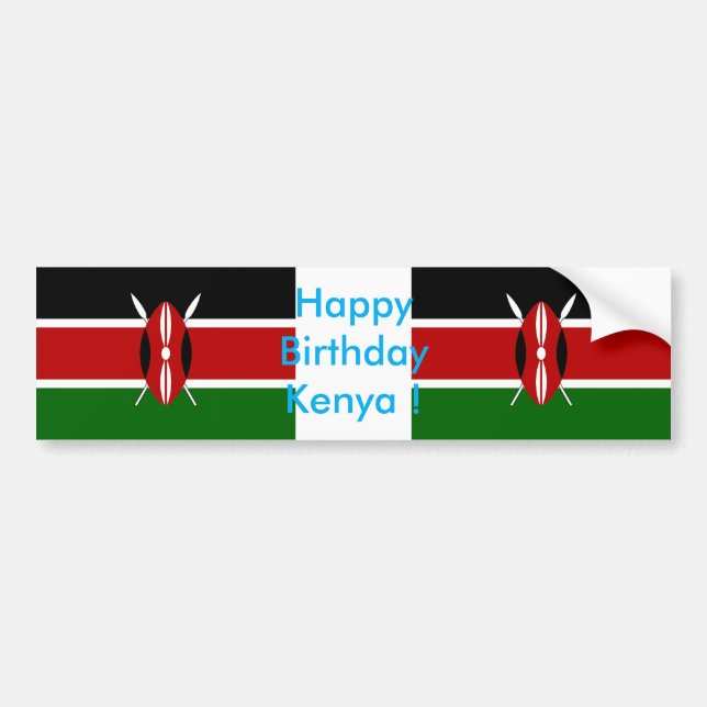 Autocollant De Voiture Sticker Drapeau du Kenya, Joyeux Anniversaire du K (Devant)