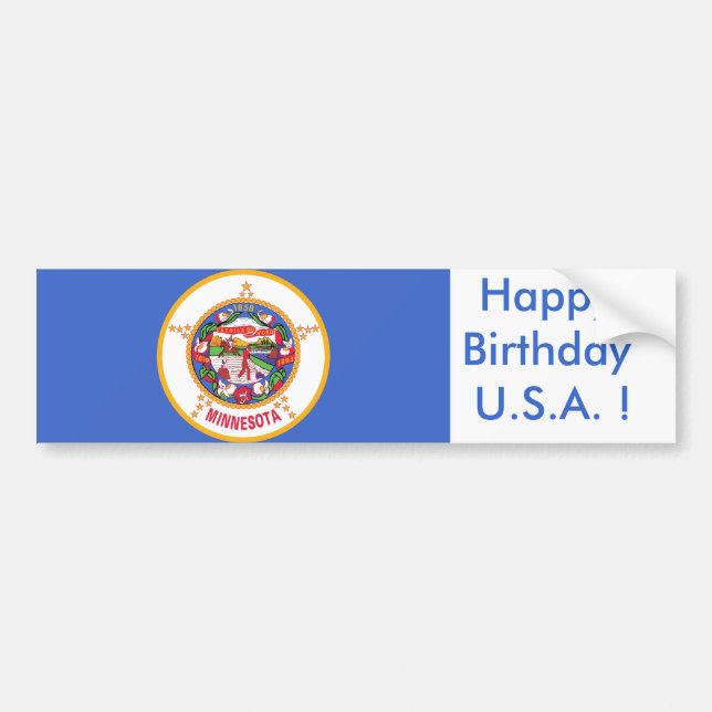 Autocollant De Voiture Sticker Drapeau du Minnesota, Joyeux Anniversaire  (Devant)