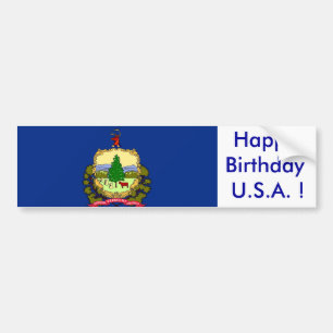 Autocollant De Voiture Sticker Drapeau du Vermont, Joyeux anniversaire U.
