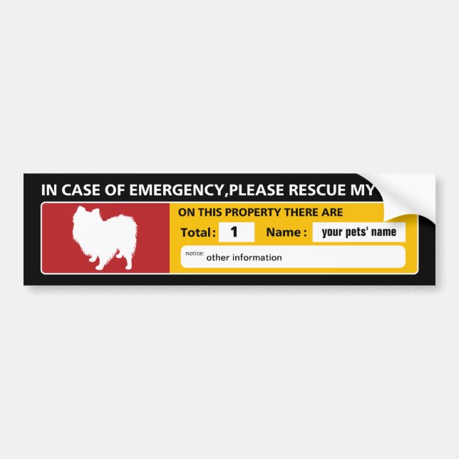 Autocollant De Voiture Sticker d'urgence (pomeranian) (Devant)