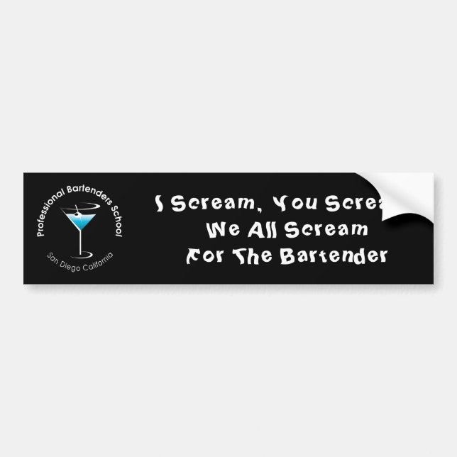 Autocollant De Voiture Sticker pare-chocs de l'école de barman (Devant)