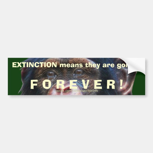 Autocollant De Voiture Sticker pare-chocs d'extinction CHIMPANZEE jour de (Devant)
