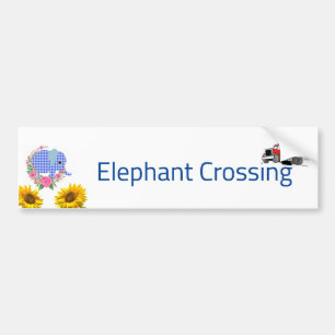 Autocollant De Voiture Sticker pare-chocs Floral Blue Elephant