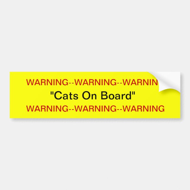 Autocollant De Voiture Sticker pare-chocs pour chats d'avertissement (Devant)