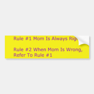 Autocollant De Voiture Sticker pour pare-chocs des règles Moms