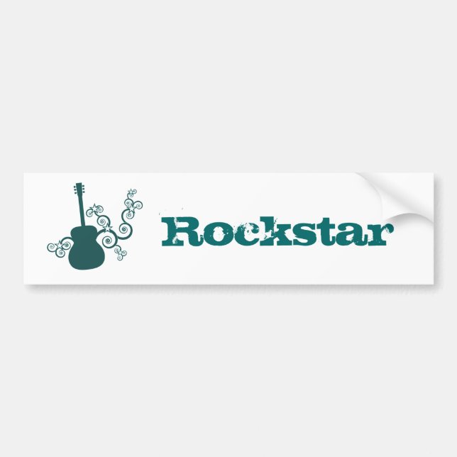 Autocollant De Voiture Sticker pour pare-chocs Rockstar Guitar, Turquoise (Devant)