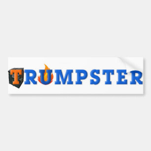Autocollant De Voiture Sticker Trump Dumpster 3 — Bleu, Blanc