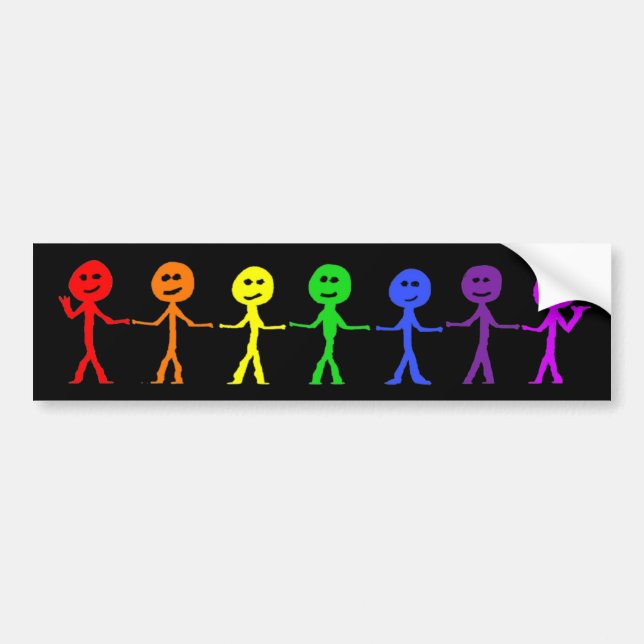 Autocollant De Voiture Stickmen arc-en-ciel (Devant)