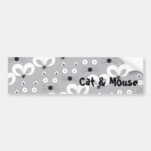 Autocollant De Voiture Sticule pare-chocs B&W Cat & Souris
