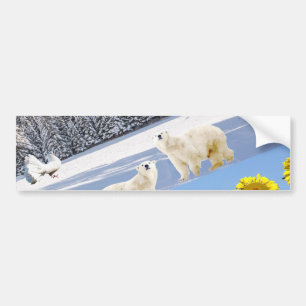 Autocollant De Voiture Sticule pare-chocs de l'ours polaire de tournesol
