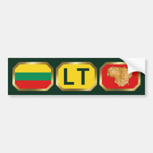 Autocollant De Voiture Sticule pare-chocs Lituanie - Carte du drapeau
