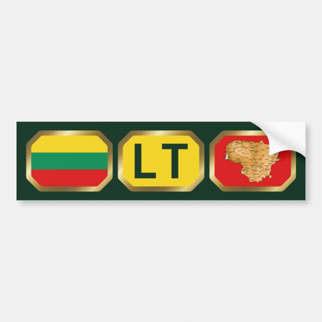 Autocollant De Voiture Sticule pare-chocs Lituanie - Carte du drapeau (Devant)